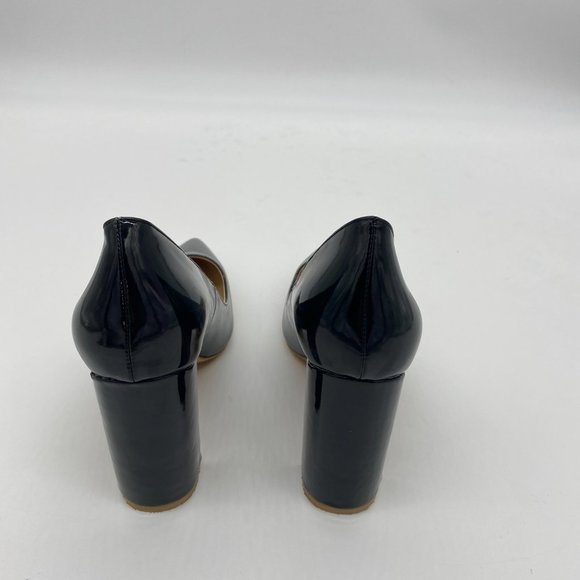 YDN Black Pointed Toe Chunky High Heel Pumps - Picture 7 of 12